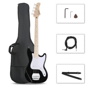 [Do Not Sell on Amazon] Glarry 4 String 30in Short Scale Thin Body GB Electric Bass Guitar with Bag Strap Connector Wrench Tool Black