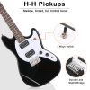 [Do Not Sell on Amazon]Glarry Full Size 6 String H-H Pickups GMF Electric Guitar with Bag Strap Connector Wrench Tool Black