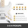 [Do Not Sell on Amazon] Glarry GST Stylish S-S-H Pickup Electric Guitar Kit with 20W AMP Bag Guitar Strap White