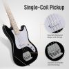 [Do Not Sell on Amazon] Glarry 4 String 30in Short Scale Thin Body GB Electric Bass Guitar with Bag Strap Connector Wrench Tool Black