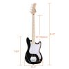 [Do Not Sell on Amazon] Glarry 4 String 30in Short Scale Thin Body GB Electric Bass Guitar with Bag Strap Connector Wrench Tool Black