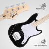 [Do Not Sell on Amazon] Glarry 4 String 30in Short Scale Thin Body GB Electric Bass Guitar with Bag Strap Connector Wrench Tool Black