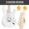 [Do Not Sell on Amazon] Glarry GST Stylish S-S-H Pickup Electric Guitar Kit with 20W AMP Bag Guitar Strap White