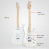 [Do Not Sell on Amazon] Glarry GST Stylish S-S-H Pickup Electric Guitar Kit with 20W AMP Bag Guitar Strap White