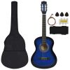 8 Piece Classical Guitar Kid Beginner Set Blue 3/4 36"