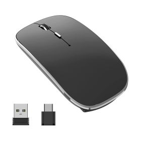 Wireless Charging Mouse Portable Mute Wireless Mouse USB And Type-C Dual Mode Wireless Mouse Adjustable DPI Laptop For Mac; MacBook; Android; PC (Color: Black 1 Pack)