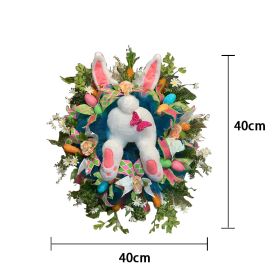 2023 Easter Rabbit Wreath Colorful Easter Rabbit Garlands Door Oranments Happy Easter Party Decor Bunny Wall Front Door Hanging (Color: Rabbit Wreath E)