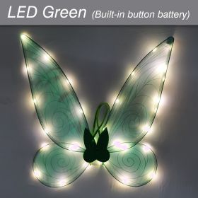 LED Fairy Wings Glowing Sparkle Butterfly Elf Princess Angel Wings Halloween Party Cosplay Costumes Performance Photography Prop (Color: LED Green)