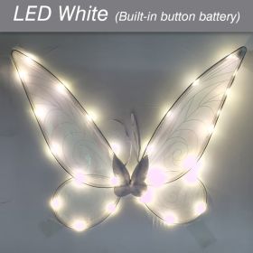 LED Fairy Wings Glowing Sparkle Butterfly Elf Princess Angel Wings Halloween Party Cosplay Costumes Performance Photography Prop (Color: LED White)